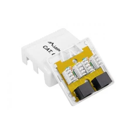 LANBERG OU6-0002-W Caja de tomacorriente RJ-45 2xRJ45 Cat.6 Blanco